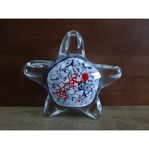 Murano Style Art Glass‎ Starfish Paperweight Figurine Millefiori 5" Diameter